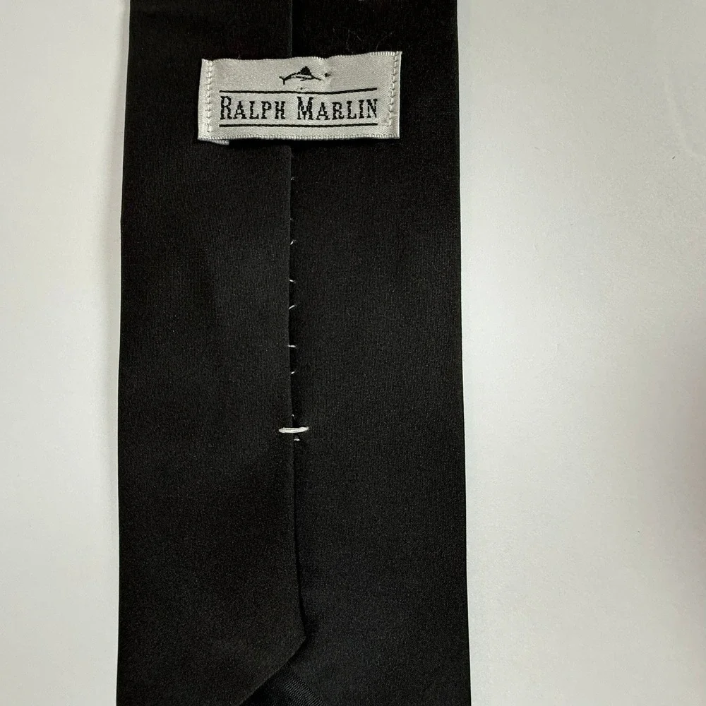 Vintage 1997 Ralph Marlin Ice Cream Novelty Tie USA Dessert Scoops Black Necktie